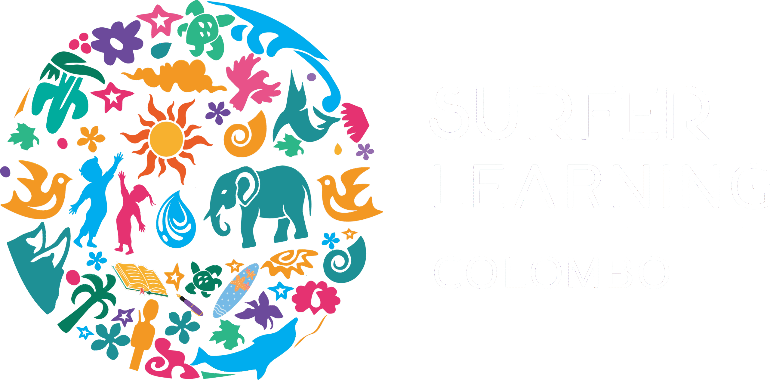surfer learning withte logo